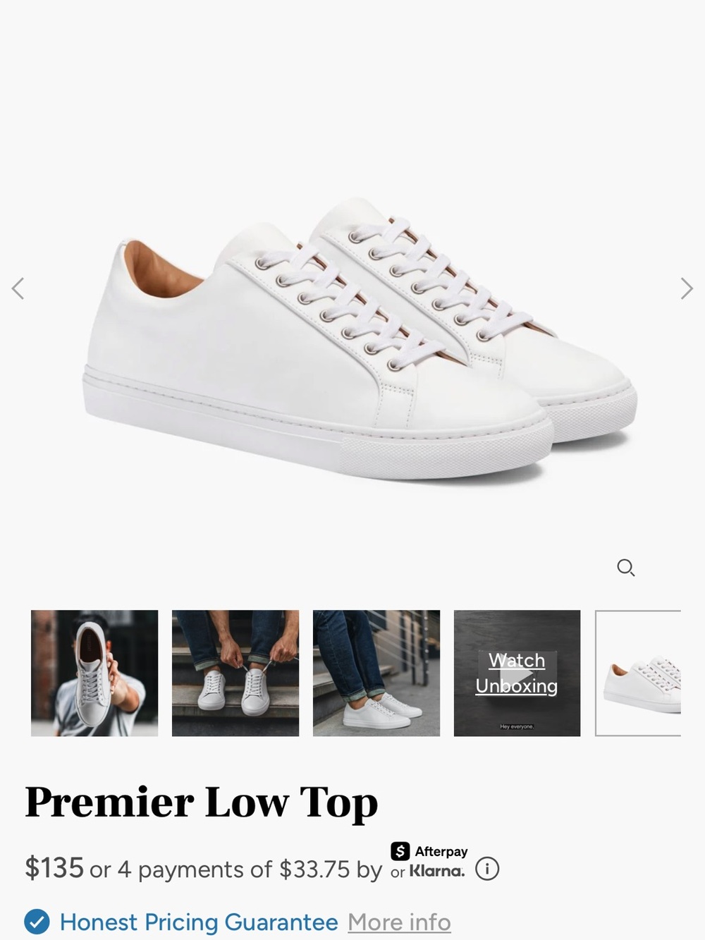 Thursday Boot Company Men’s White Leather Low-Top Sneakers